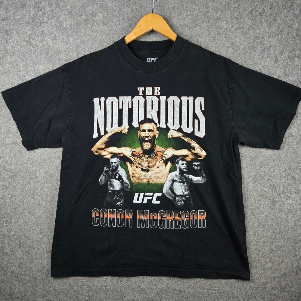 UFC Conor McGregor Shirt Mens Large Black The Notorious MMA Graphic Tee Fighting
